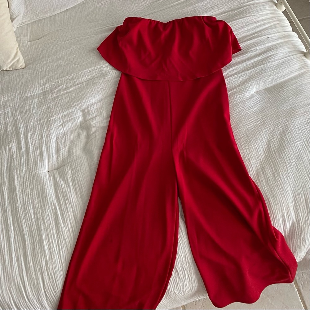 RED “Blue Blush” Strapless jumpsuit